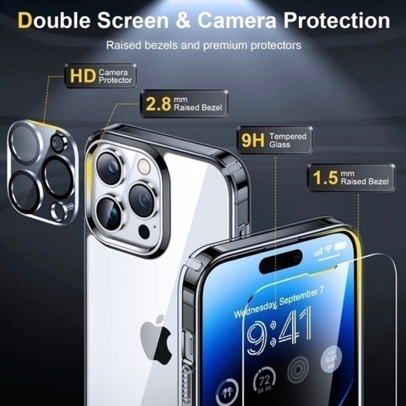 Crystal Clear Slim Protective Case for iPhone 14 Pro Max Case 6.7'' - Picture 3 of 12